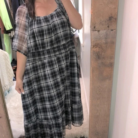 Terra & Sky black plaid maxi dress size 4X - Picture 1 of 10